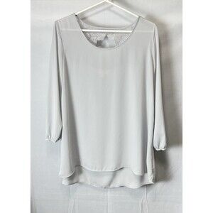 Charming Charlie Womens L Gray Embroidered Laced Open Back Top‎